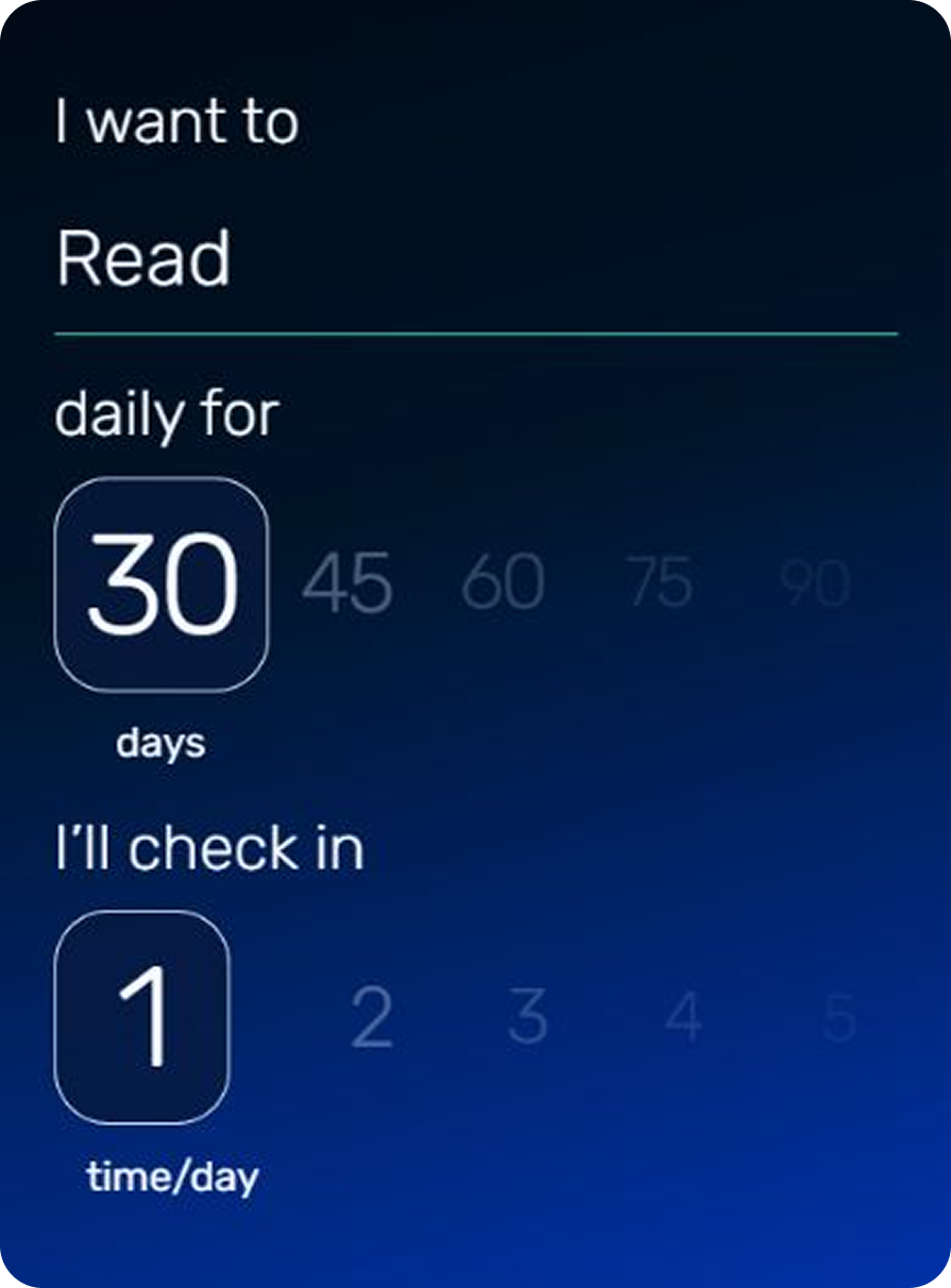 Habit setup showing one chosen goal and its pace